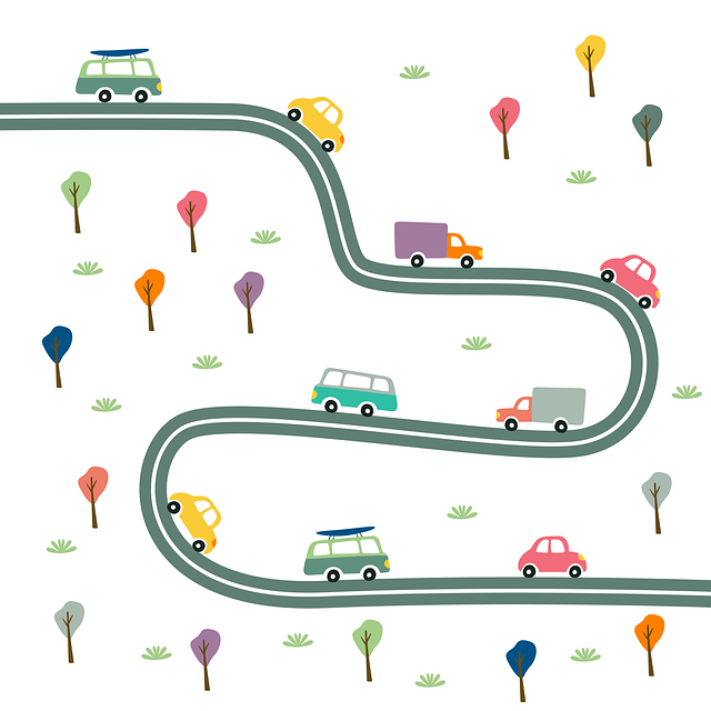 drawing of cars on the road