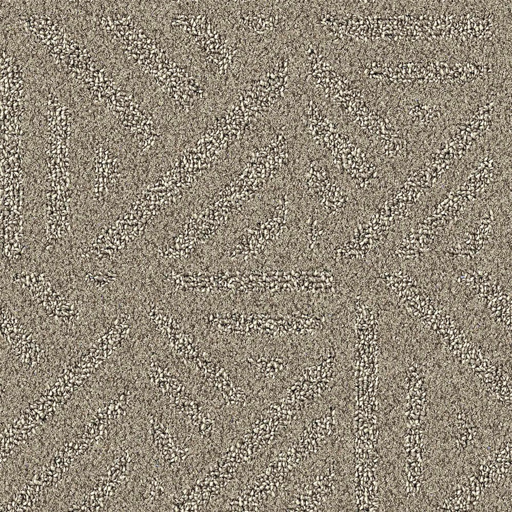 Beige textured carpet with abstract geometric pattern
