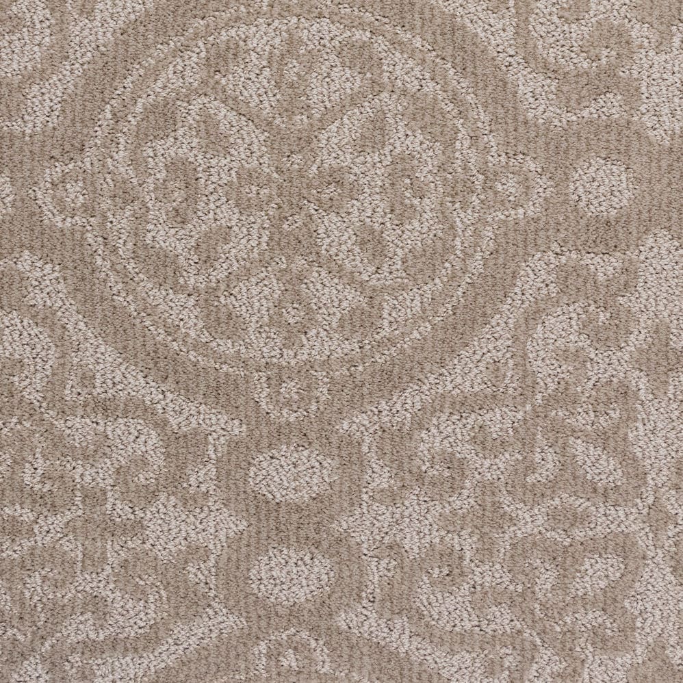 Beige patterned carpet texture close-up