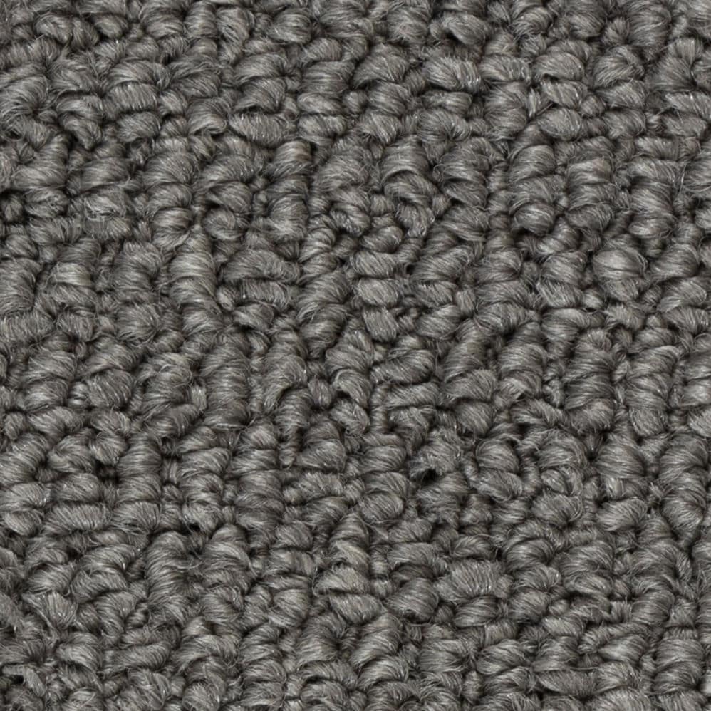 Close-up of gray loop pile carpet texture