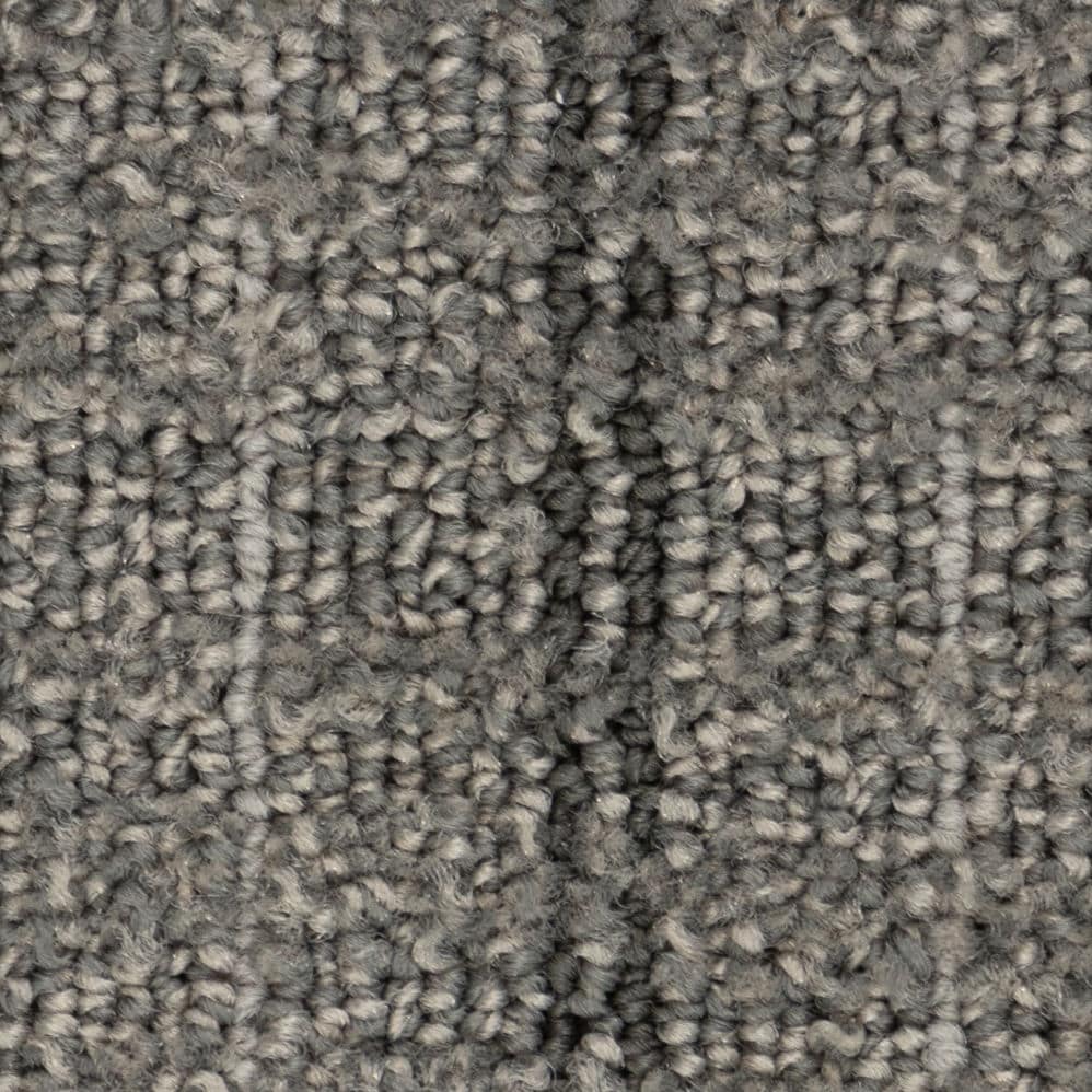 Close-up of gray textured carpet fibers
