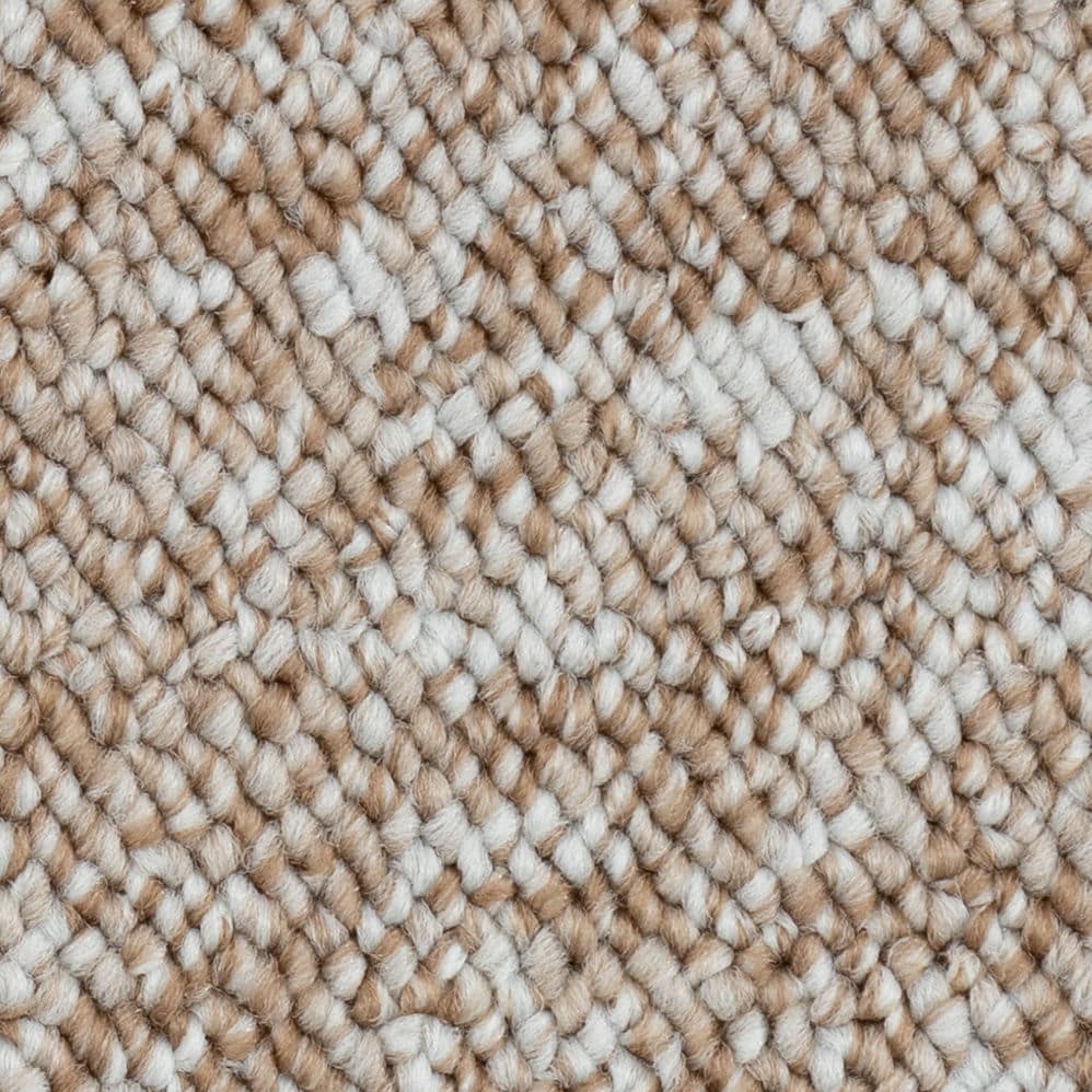 Close-up of beige and white textured carpet