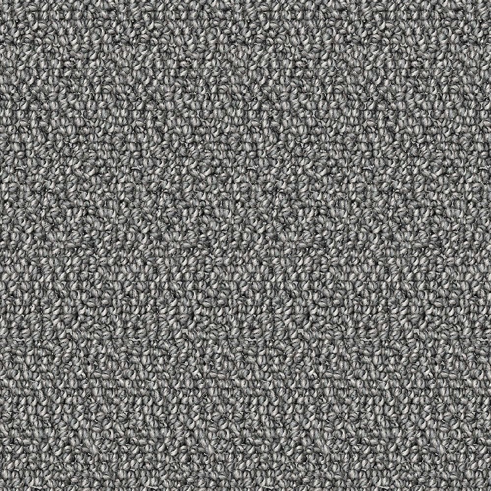Close-up of gray textured loop pile carpet