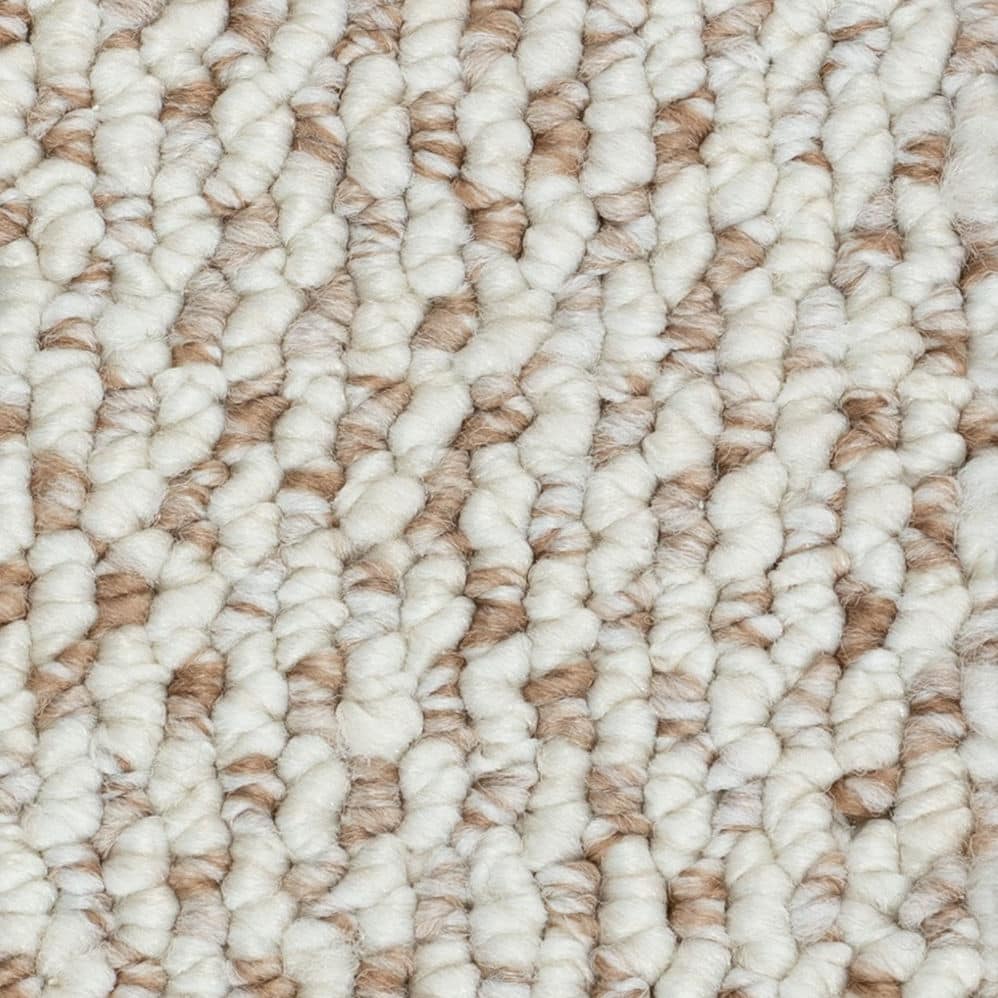 Close-up of cream and beige textured carpet