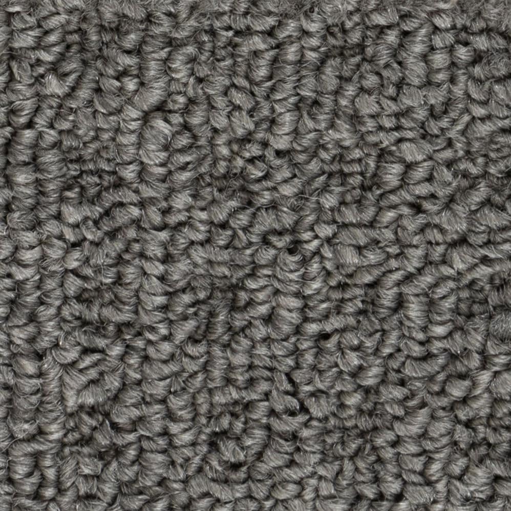 Close-up of gray textured carpet fibers