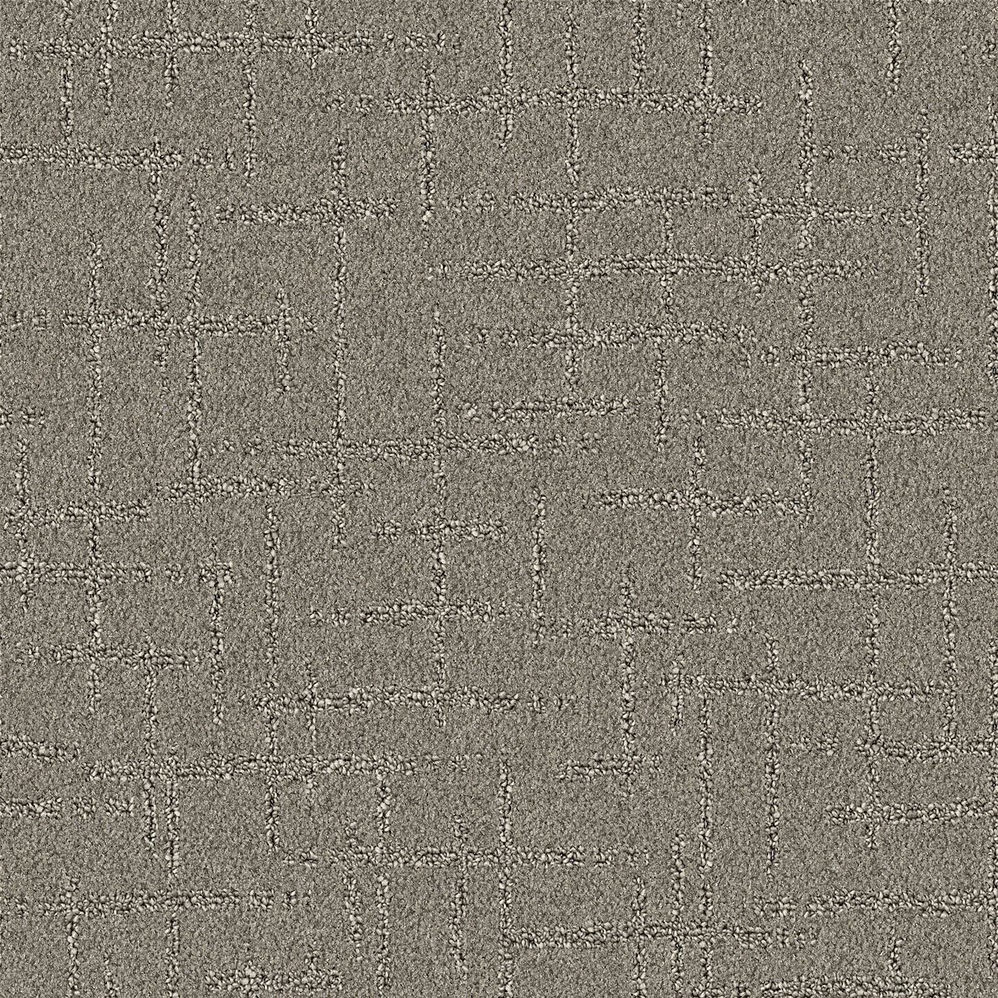 Beige textured carpet with geometric rectangular pattern