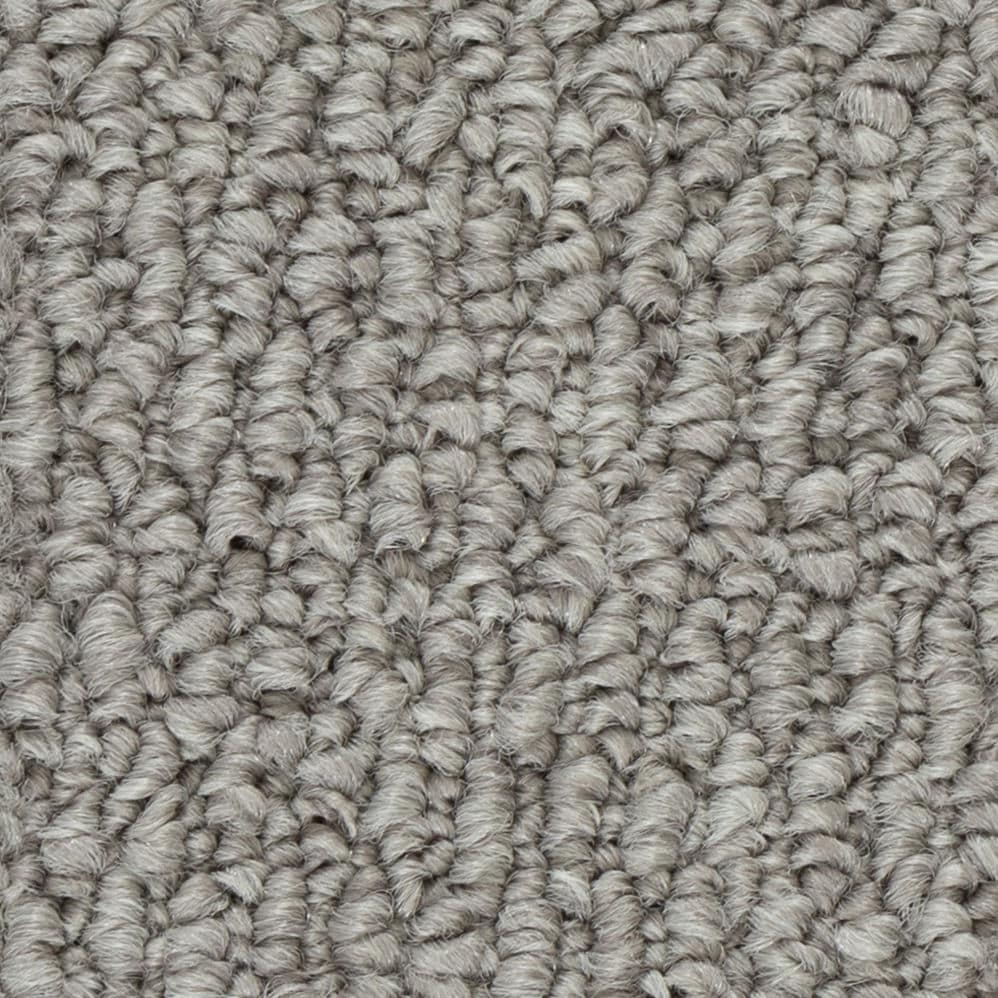 Close-up of gray textured loop carpet