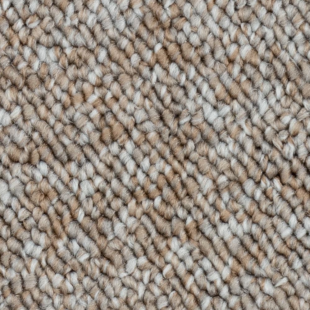 Close-up of beige textured carpet fibers