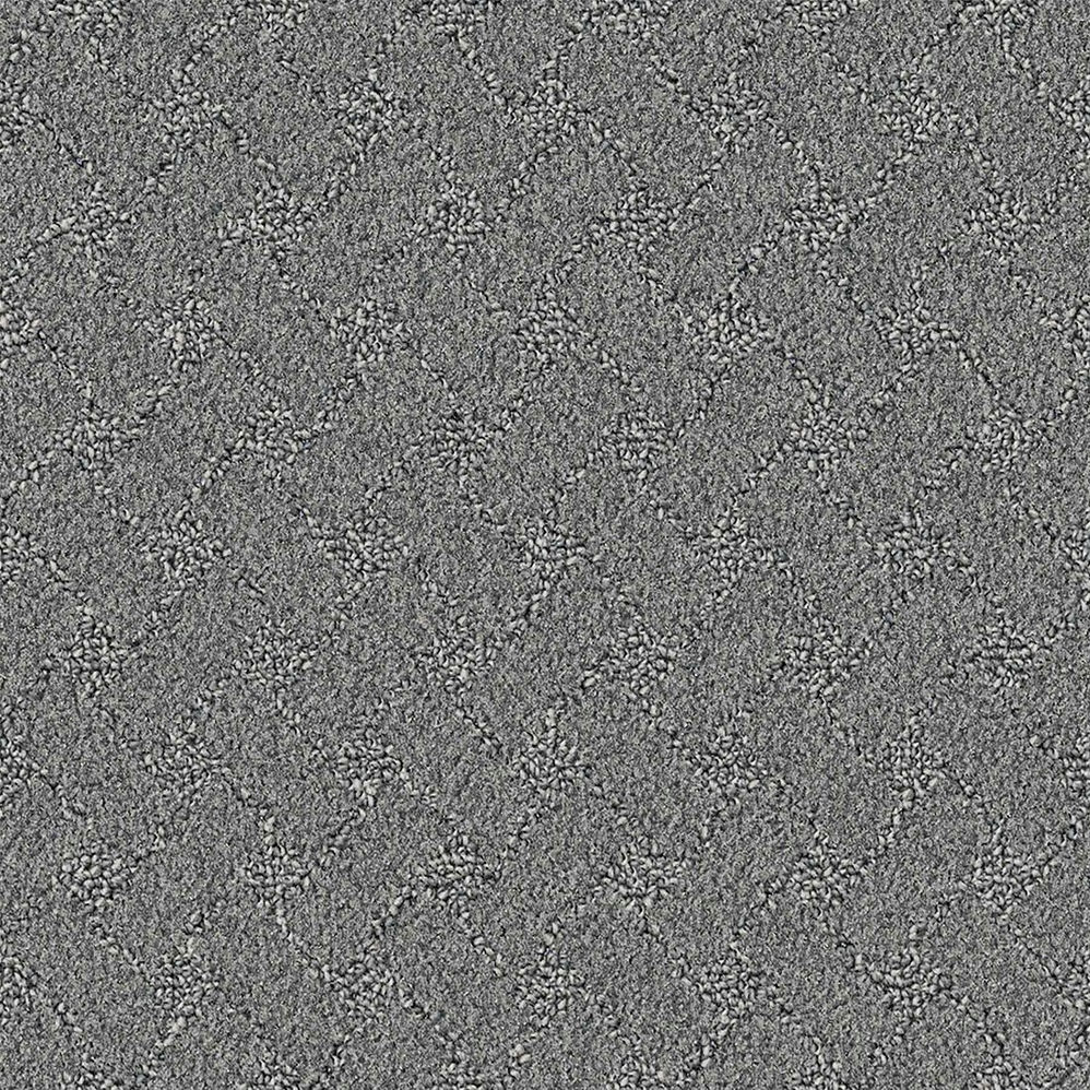 Gray carpet with subtle trellis pattern
