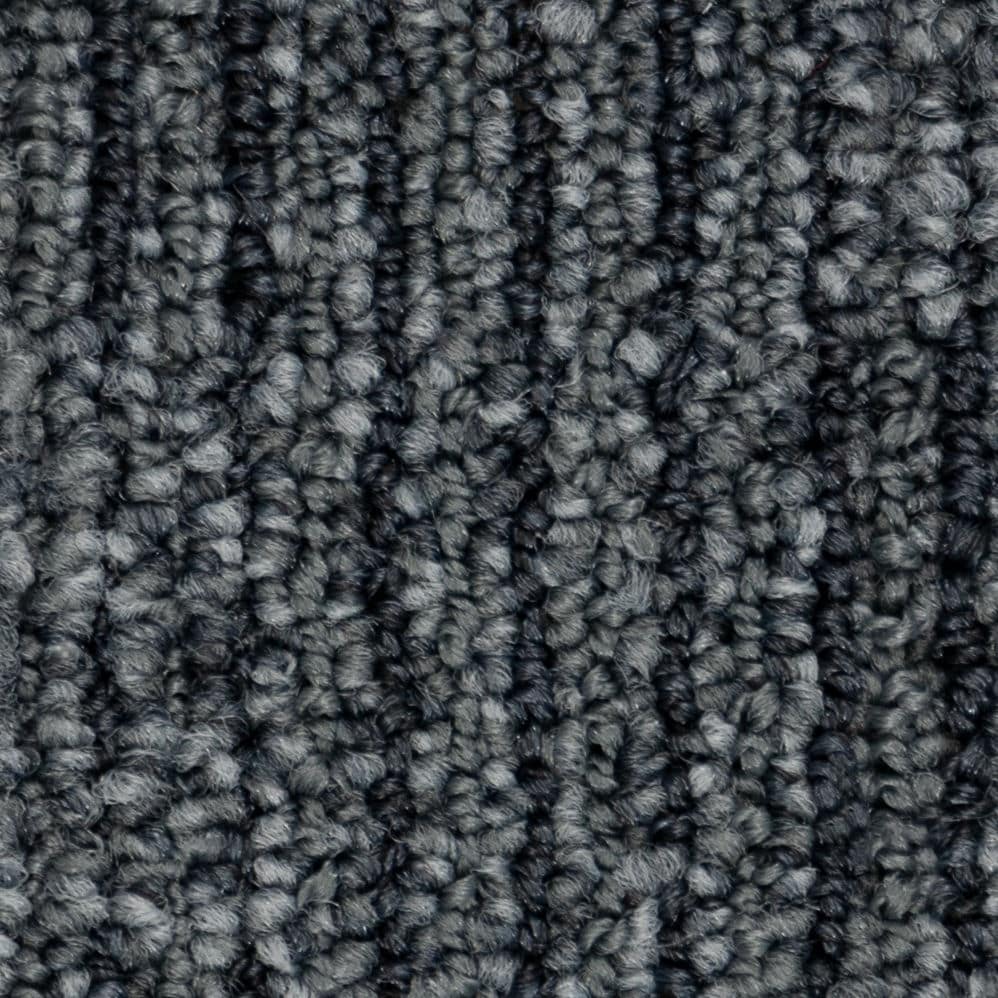 Close-up of dark gray textured carpet fibers