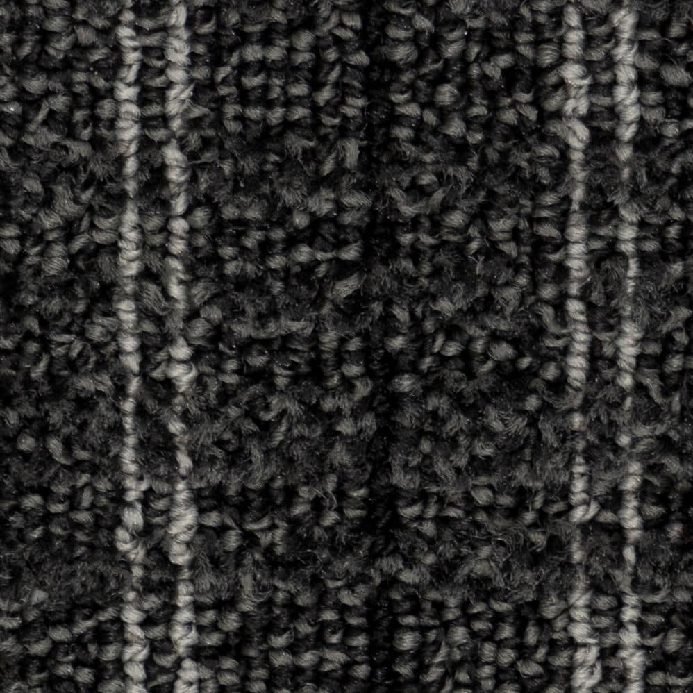 Close-up of dark gray striped carpet texture