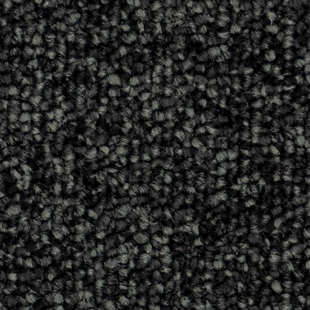 Close-up of dark gray textured carpet fibers