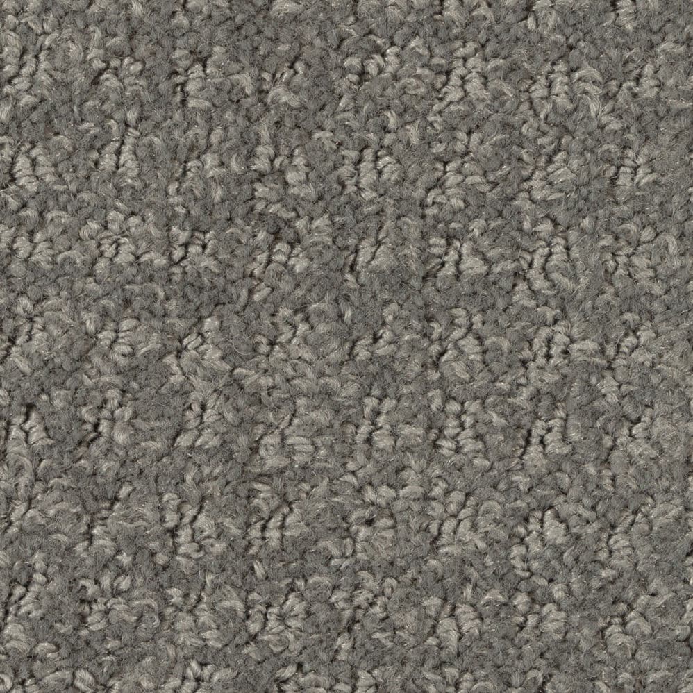 Close-up of gray textured carpet fibers