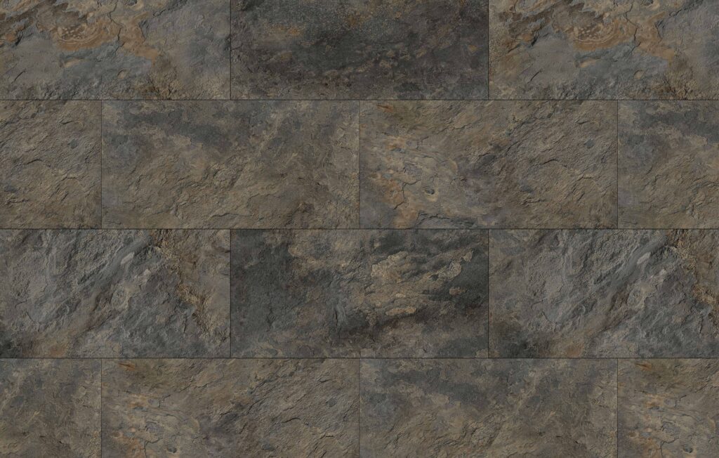 Fuzion Vinyl Tiles Terrastone Bastion Earth Glue Down